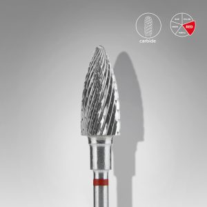 STALEKS EXPERT Sert alaşım kozalak freze, kırmızı, çap 6 mm, çalışma kısmı 14 mm