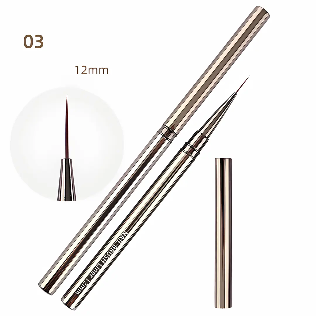 Tırnak Desen Fırçası Kapaklı Profesyonel Tırnak Nail Art Fırçası 9/12/18mm - 12mm