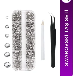 Tırnak Süsleme Taş Seti, Swarovski Nail Art Tırnak Süsleme Taşı, Süsleme Cımbızı, Süsleme Kalemi