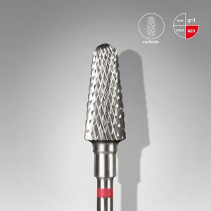 STALEKS EXPERT Sert alaşım kesik koni freze, kırmızı, çap 6 mm, çalışma kısmı 14 mm