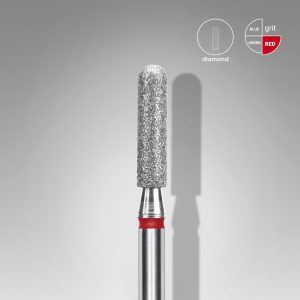 STALEKS EXPERT Elmas frez, yuvarlak silindir, kırmızı, çap 2,5 mm, çalışma kısmı 10 mm