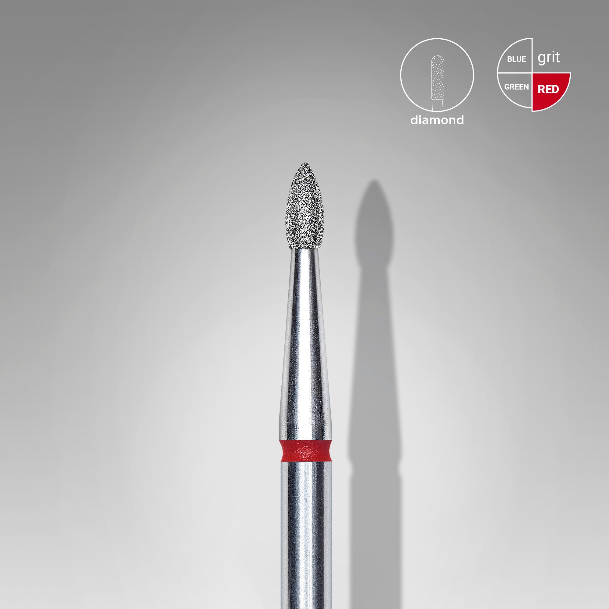 STALEKS EXPERT Elmas freze sivri tomurcuk kırmızı, çap 1,8 mm, çalışma kısmı 4 mm