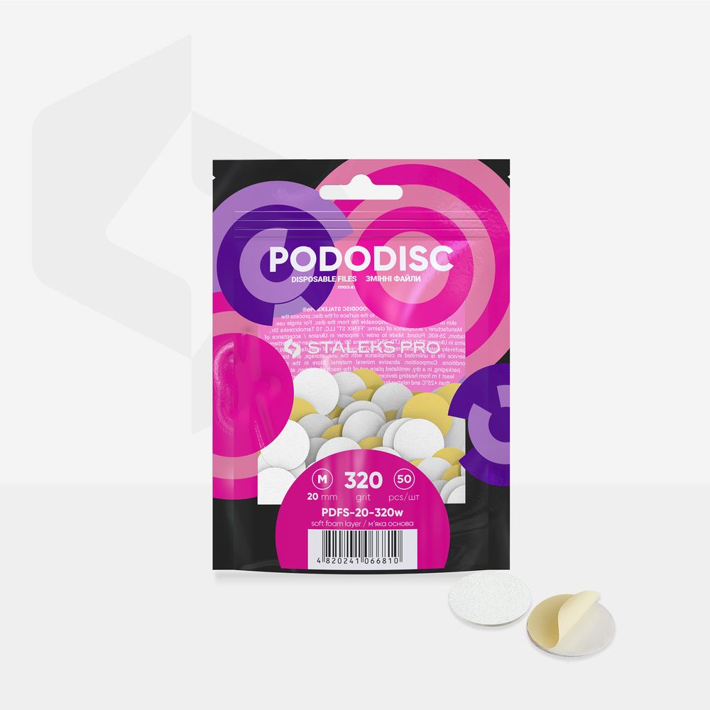 STALEKS EXPERT 20 PODODISC M pedikür diski için yumuşak tabanlı değiştirilebilir yapışkan yedek zımpara, 320 grit 20 mm (50 adet) - Görsel 3