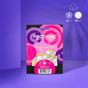 STALEKS EXPERT 15 PODODISC S pedikür diski için yumuşak tabanlı değiştirilebilir yapışkan yedek zımpara, 80 grit 15 mm (50 adet)