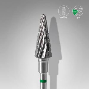STALEKS EXPERT Sert alaşım koni freze, yeşil, çap 6 mm, çalışma kısmı 14 mm