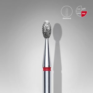 STALEKS EXPERT Elmas freze “zeytin” kırmızı, çap 2,5 mm, çalışma kısmı 5 mm