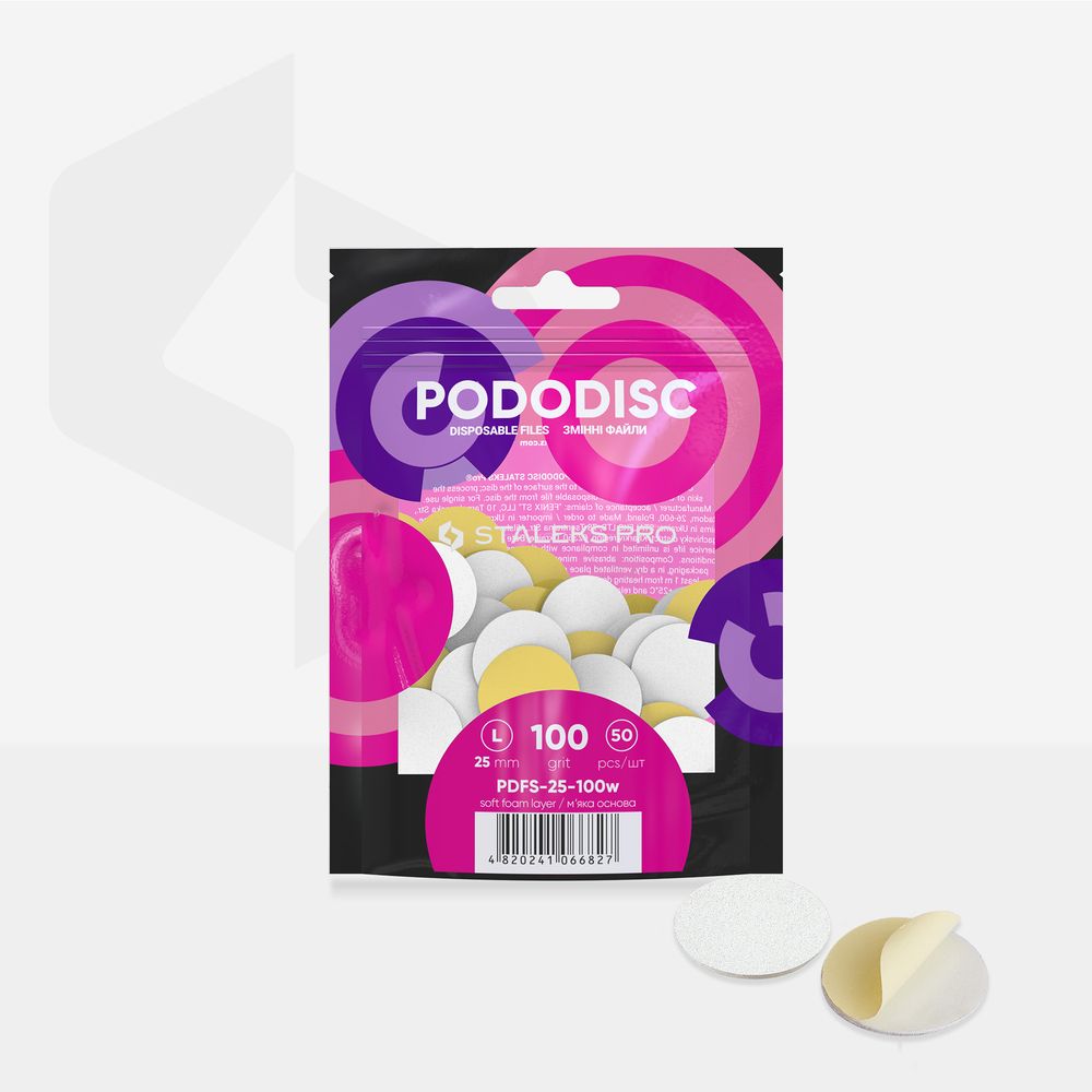 STALEKS EXPERT 25 PODODISC L pedikür diski için yumuşak tabanlı değiştirilebilir yapışkan yedek zımpara, 100 grit 25 mm (50 adet) - Görsel 3