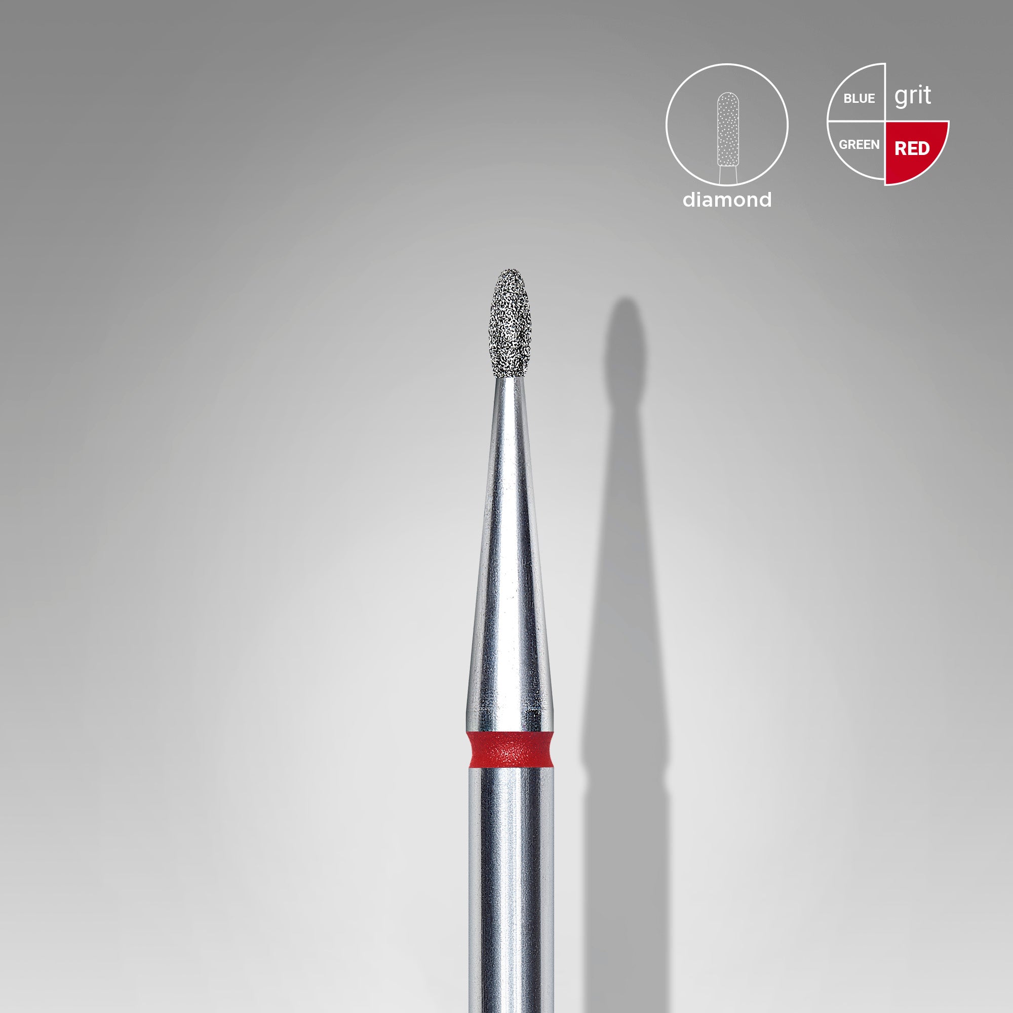 STALEKS EXPERT Elmas freze, yuvarlak tomurcuk, kırmızı, çap 1,2 mm, çalışma kısmı 3 mm