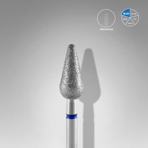 STALEKS EXPERT Elmas freze, yuvarlak armut şekli, mavi, çap 5 mm, çalışma kısmı 12 mm