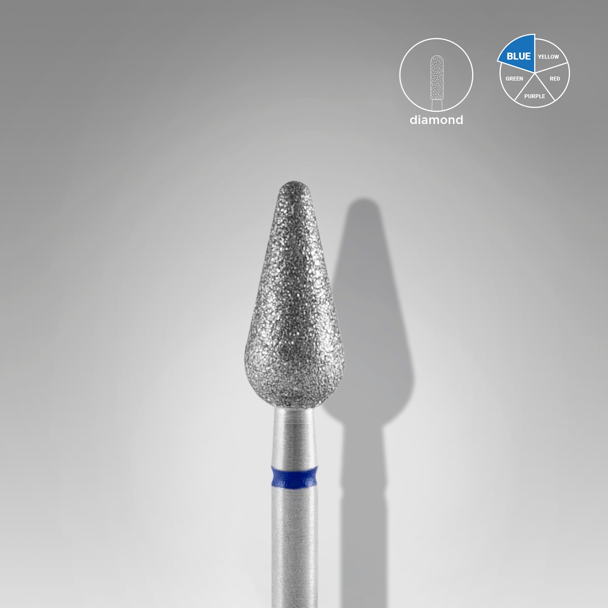 STALEKS EXPERT Elmas freze, yuvarlak armut şekli, mavi, çap 5 mm, çalışma kısmı 12 mm