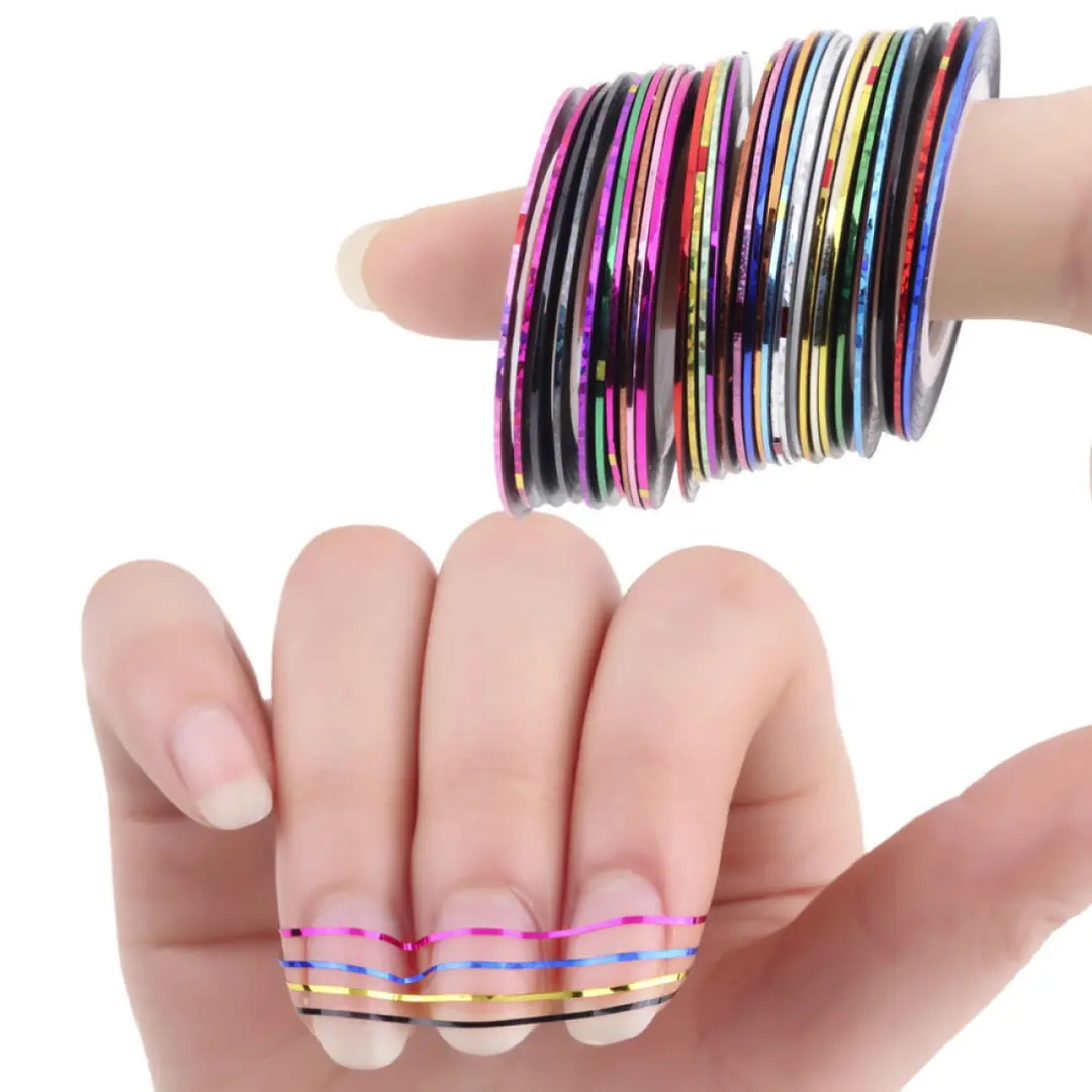 Nail Art Şerit Bant, Tırnak Süsleme, Kolay Uygulanabilir 10'lu Nail Art Bantları
