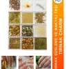 Tırnak Charm Tırnak Süsleme Ve Makyaj Taşı, Nail Art Nail Charm Seti 12 Adet - Sarı