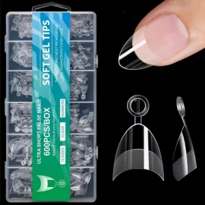 Soft Jel Tips Ultra Short Badem/Oval/Küt French Uyumlu Kısa Tips 600'lü Set - 2257