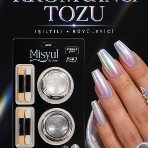 Krom & İnci Tozu Kalıcı Oje Üstü Parlak Efektli Nail Art Tozu