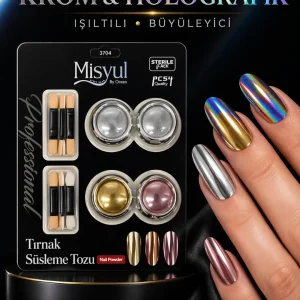Krom & Holografik Nail Art Tırnak Tozu Nail Art Tozu 4'lü