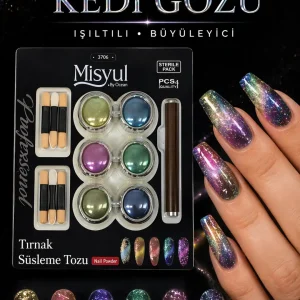 Galaksi Kedi Gözü Oje Etkisi (Cat Eye) Toz Seti, Manyetik Nail Art Süsleme Kiti 6'lı