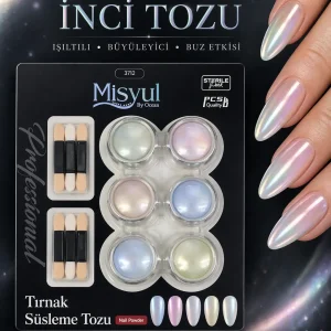 Unicorn İnci Tozu Seti Aurora Krom Efektli Tırnak Süsleme,Nail Art Tozu 6'lı