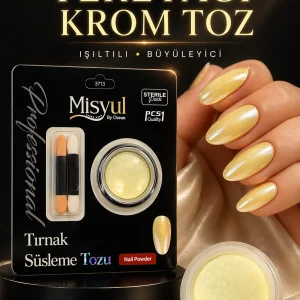 Tereyağı Krom Tozu Butter Chrome Effect Islak Görünümlü Altın Yansımalı Nail Art Tırnak Süsleme