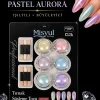 Pastel Aurora Tozu Seti, İnci Parlaklığında Soft Yansımalı Nail Art Tırnak Süsleme Tozu 6'lı