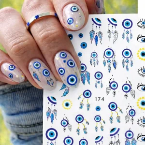 Tırnak Sticker Protez Tırnak Kalıcı Oje Süsleme, Nazar Boncuğu Nail Art Sticker
