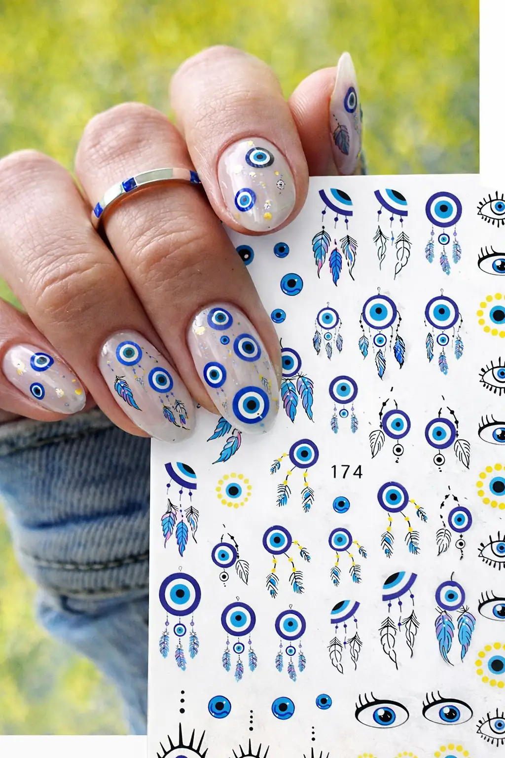Tırnak Sticker Protez Tırnak Kalıcı Oje Süsleme, Nazar Boncuğu Nail Art Sticker