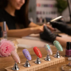 Tırnak Sergileme Standı, Mıknatıslı Tips Tutucu Stand 5'li - Gümüş