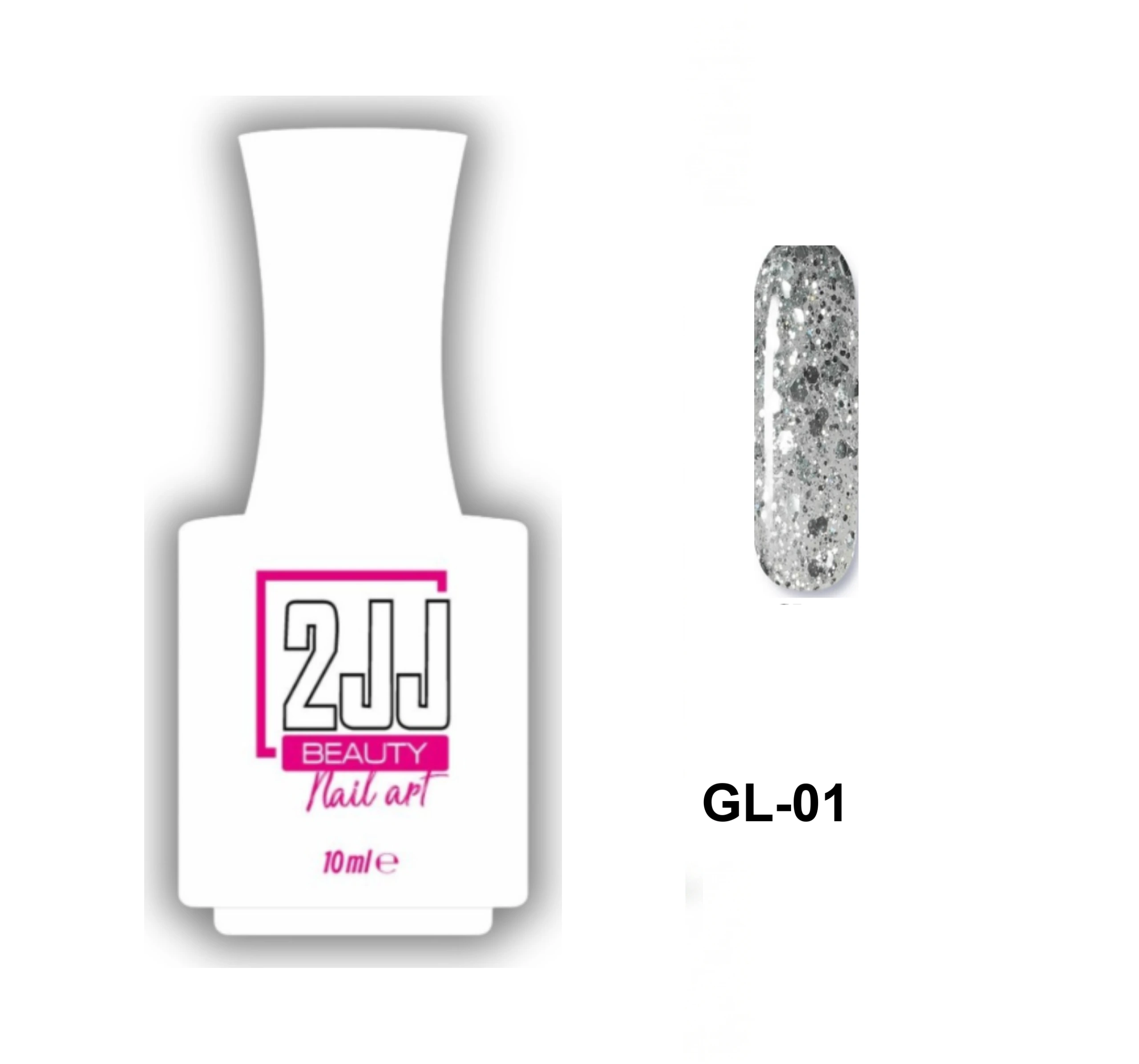 2JJ Glitter Kalıcı Oje GL-01 beyaz şişe simli kalıcı oje