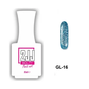 2JJ Glitter Kalıcı Oje GL-16 beyaz şişe simli kalıcı oje
