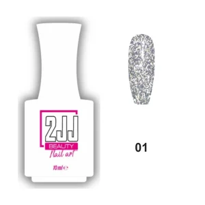 2JJ Star Gel Disco 01 disko simli kalıcı oje beyaz şişe