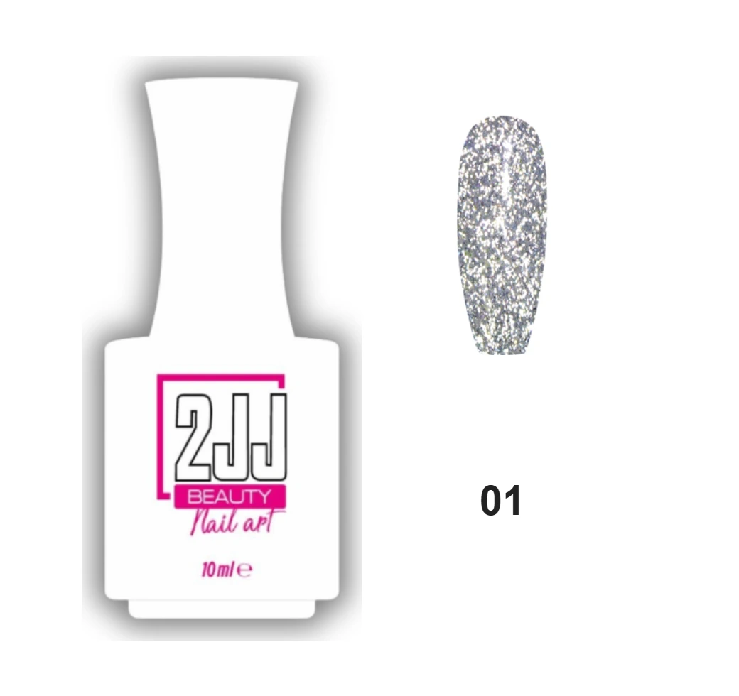 2JJ Star Gel Disco 01 disko simli kalıcı oje beyaz şişe