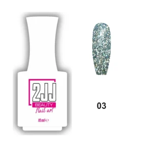 2JJ Star Gel Disco 03 disko simli kalıcı oje beyaz şişe